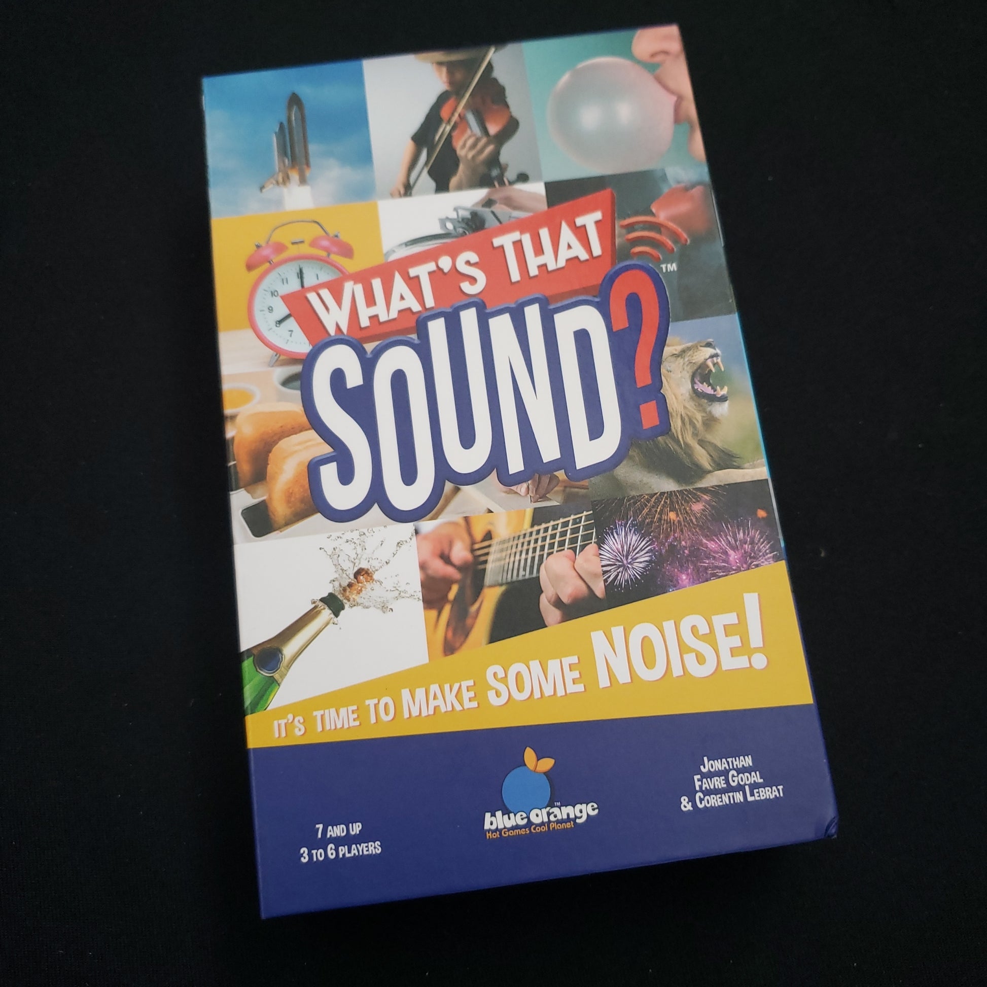Image shows the front cover of the box of the What's That Sound? card game