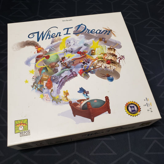 Image shows the front cover of the box of the When I Dream board game