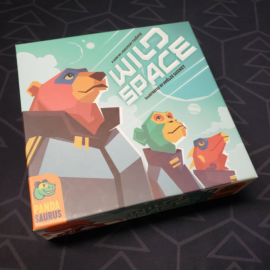 Image shows the front cover of the box for the Wild Space card game