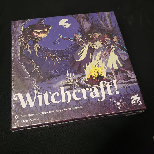 Image shows the front cover of the box of the Witchcraft! board game