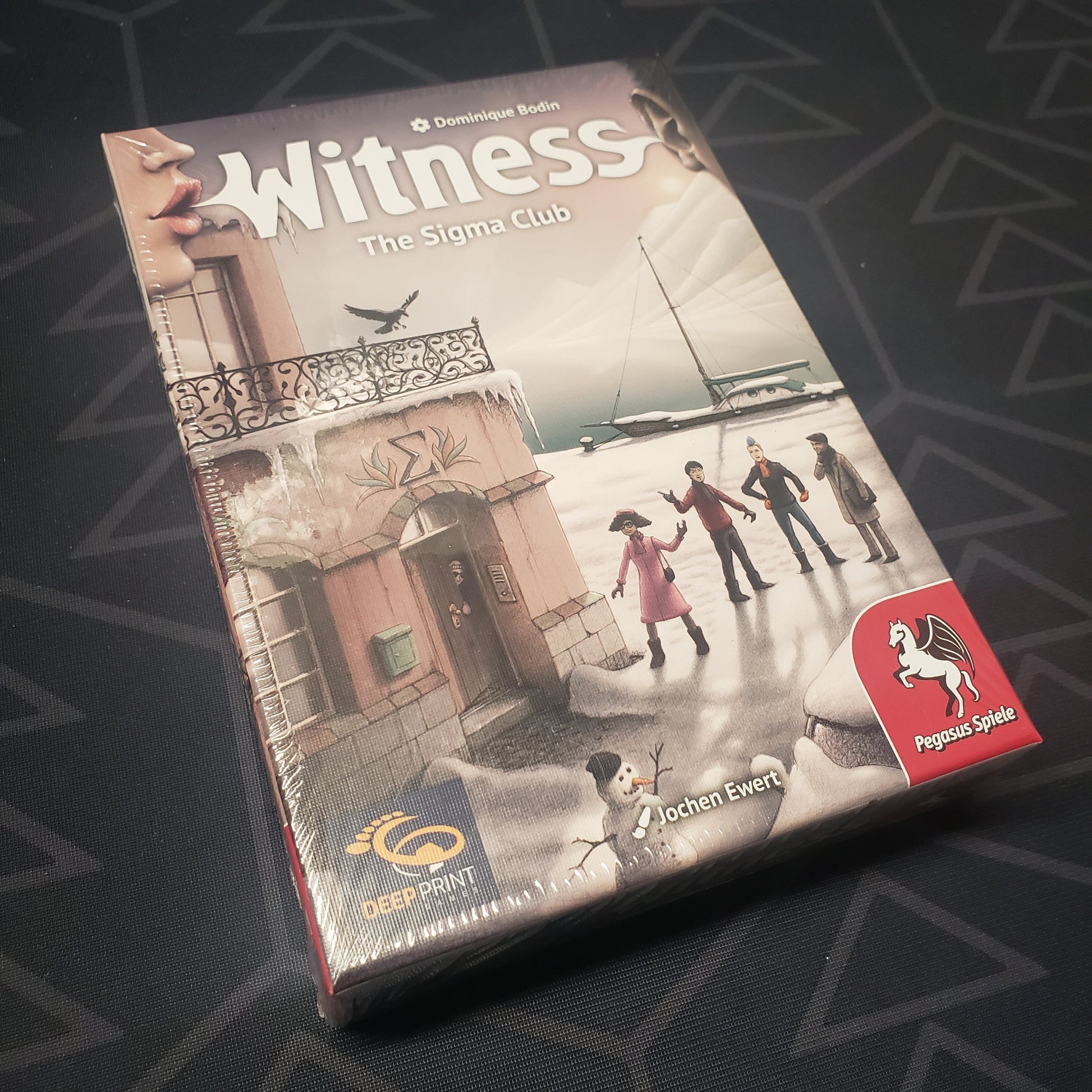Image shows the front cover of the box for the board game Witness: The Sigma Club
