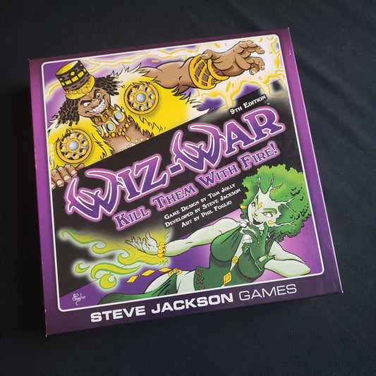 Image shows the front cover of the box of the Wiz-War board game