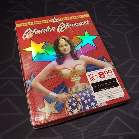 Image shows the front of the case for the first season of Wonder Woman on DVD
