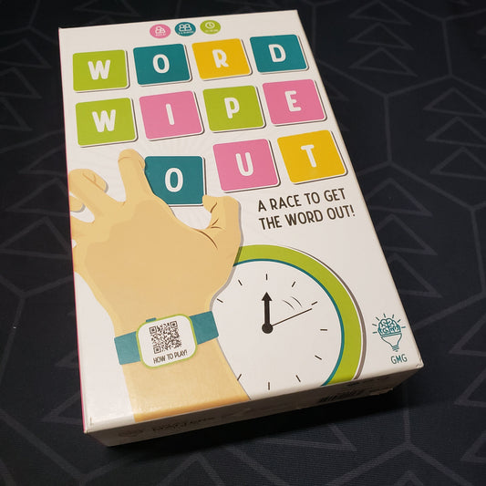 Image shows the front cover of the box for the Word Wipeout board game