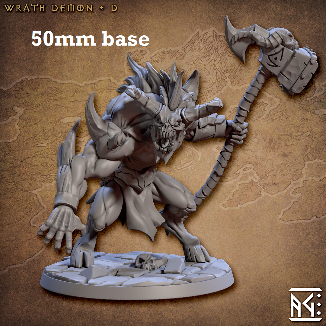 Image shows 3D renders of two sculpt options for a hooved demon gaming miniature.