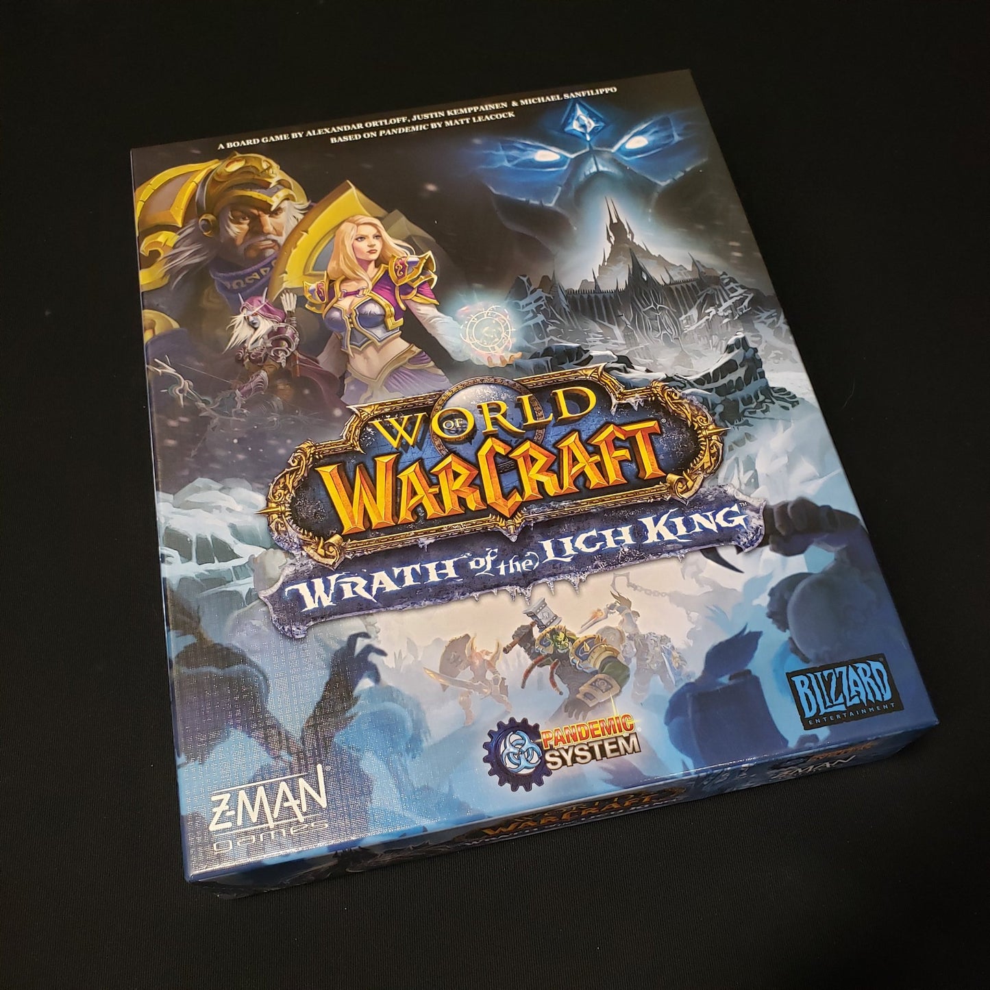 Image shows the front cover of the box of the Wrath of the Lich King board game