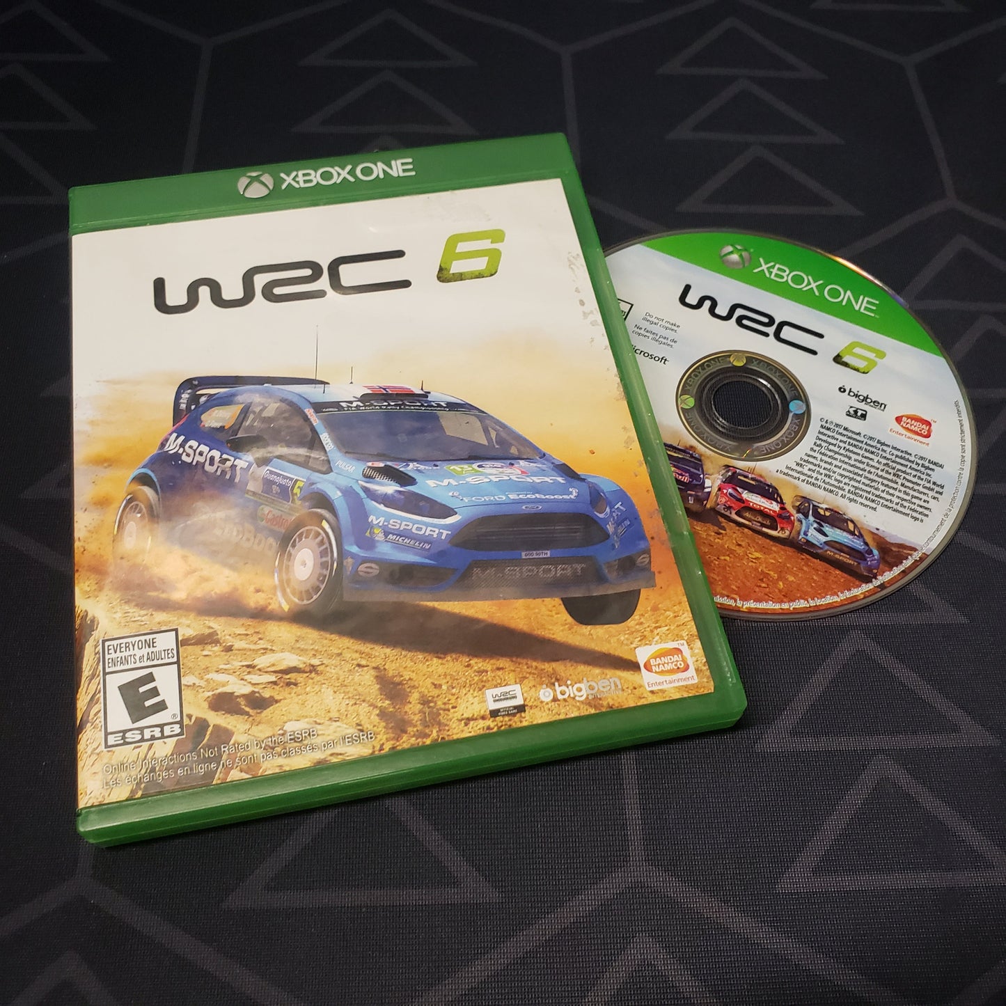 Image shows the case and disc for the video game WRC 6: World Rally Championship for Xbox One
