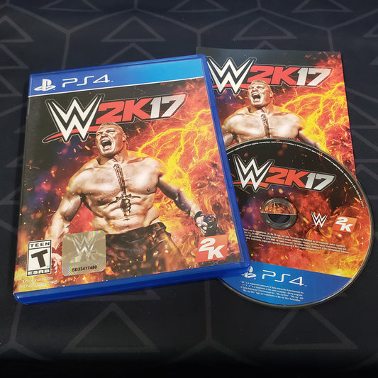 Image shows the case, manual and disc for the video game WWE 2K17 for Playstation 4