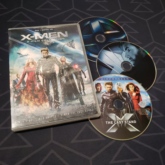 Image shows the case & three discs for the movie set of X-Men Trilogy on DVD