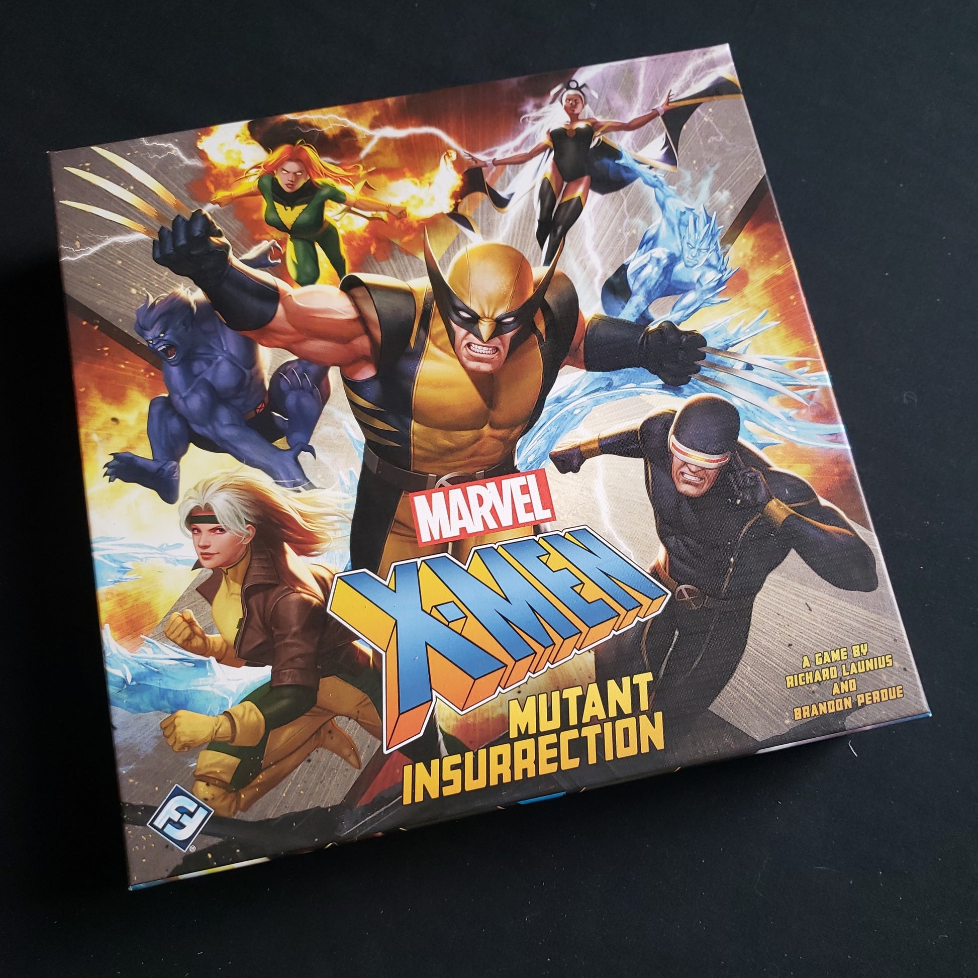 Image shows the front cover of the box of the X-Men: Mutant Insurrection board game