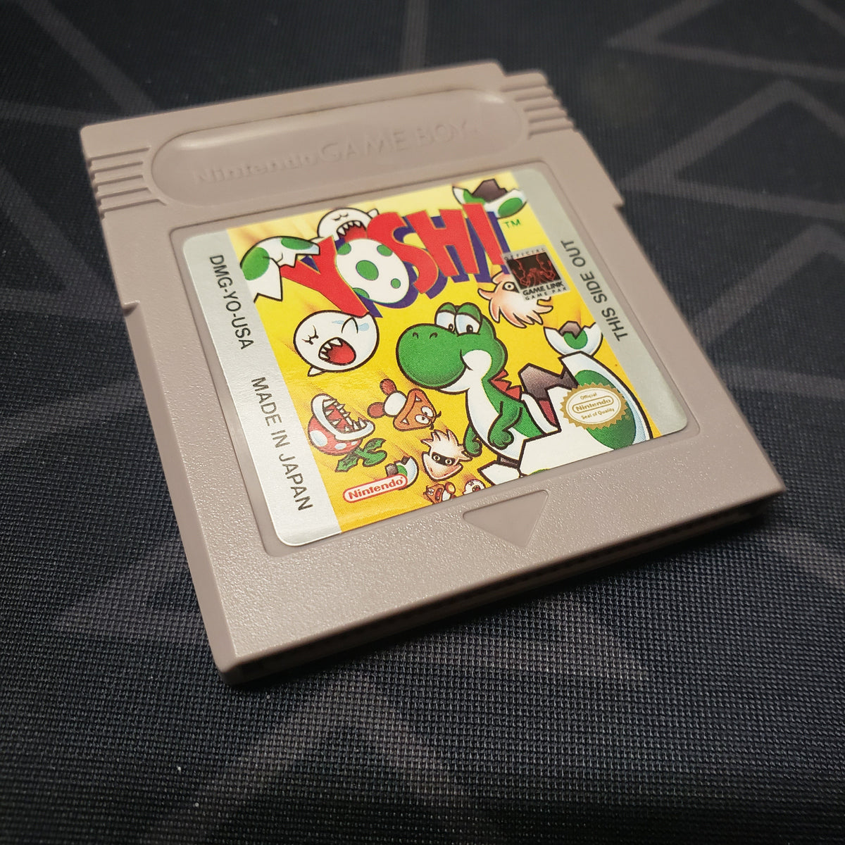 Image shows the front of the cartridge for the video game Yoshi for Nintendo Game Boy