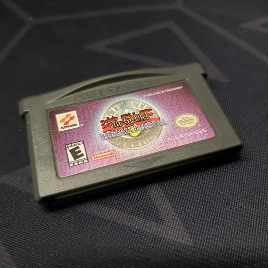 Image shows the front of the cartridge for the video game Yu-Gi-Oh!: The Eternal Duelist Soul for Nintendo Game Boy Advance
