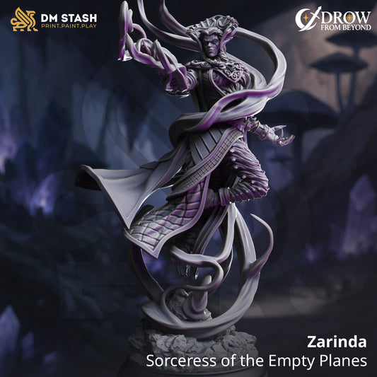 Image shows a 3D render of a immortal sorceress gaming miniature.