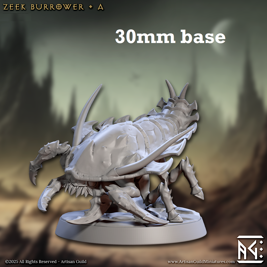 Image shows a 3D render of a trilobite beast gaming miniature.