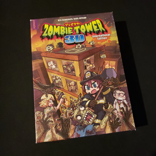 Image shows the front cover of the box of the Zombie Tower 3D board game