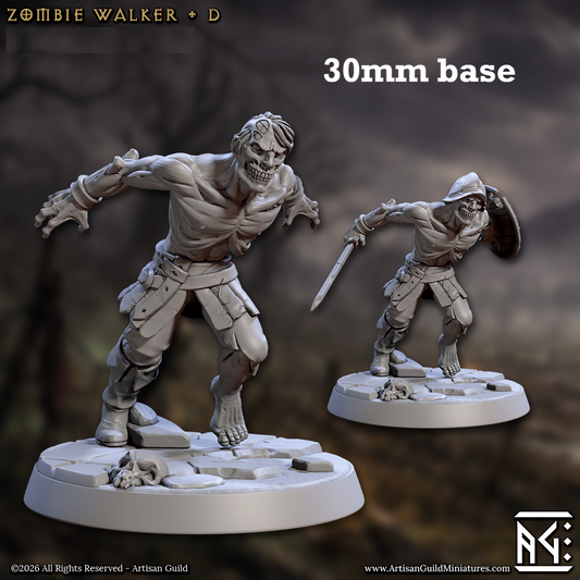 Image shows 3D renders of two sculpt options for a zombie gaming miniature.