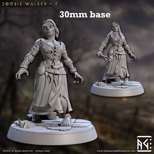 Image shows 3D renders of two sculpt options for a zombie gaming miniature.