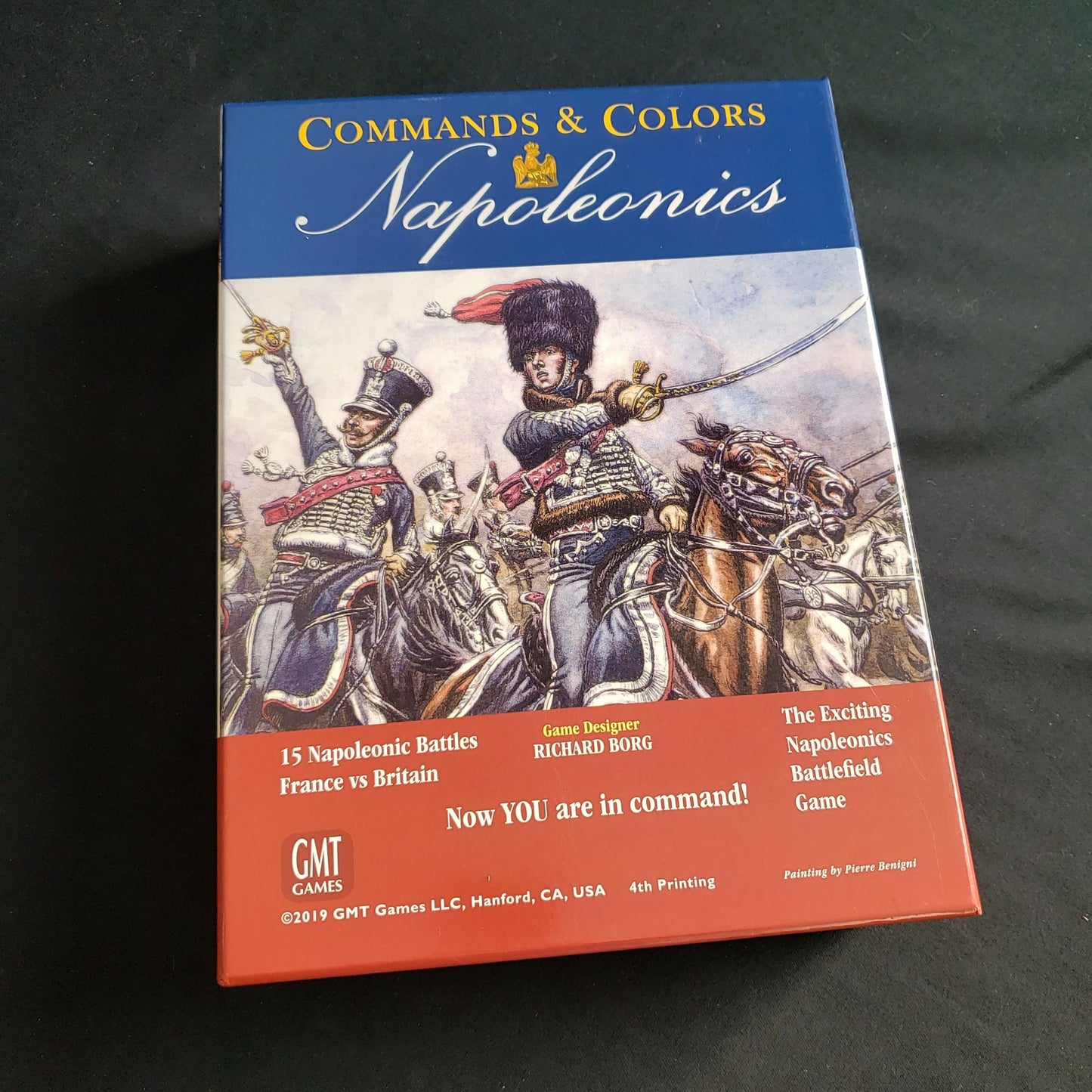 Image shows the front cover of the box of the Commands & Colors: Napoleonics board game
