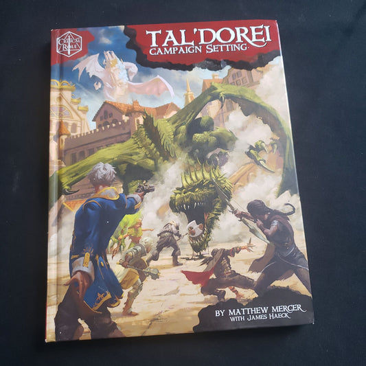 Image shows the front cover of the Critical Role: Tal'dorei Campaign Setting 5E roleplaying game book