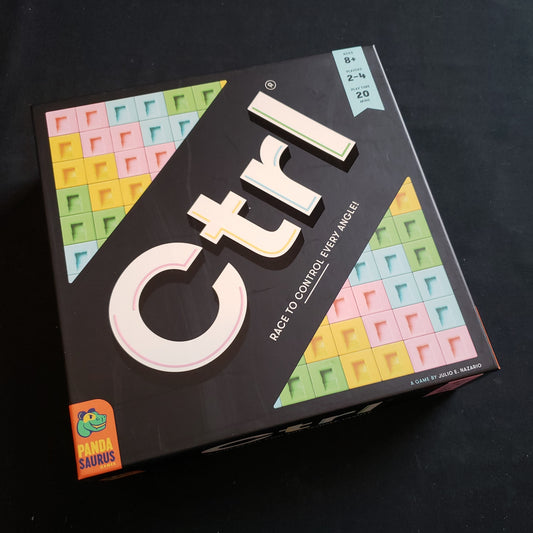 Image shows the front cover of the box of the Crtl board game