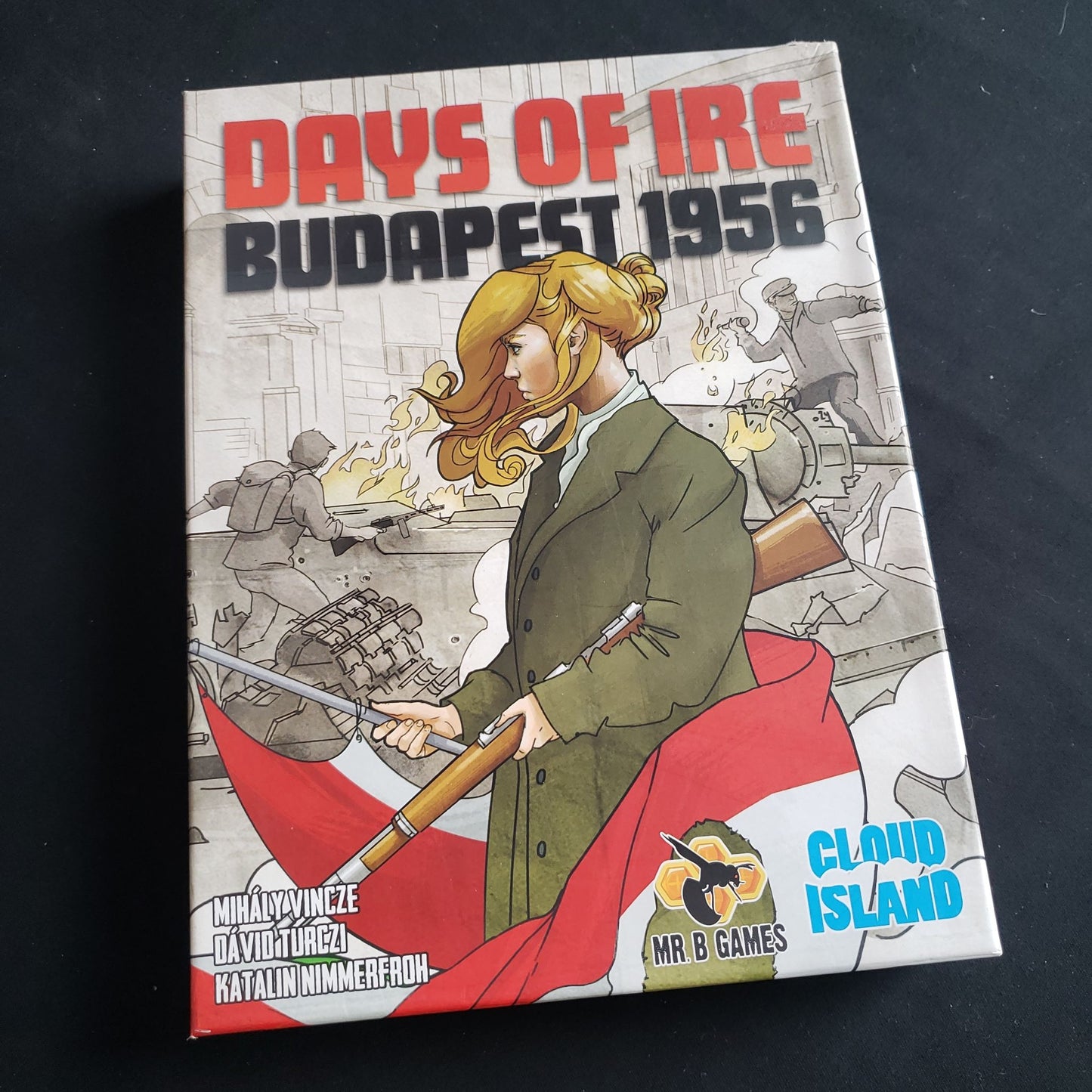 Image shows the front cover of the box of the Days of Ire: Budapest 1956 board game