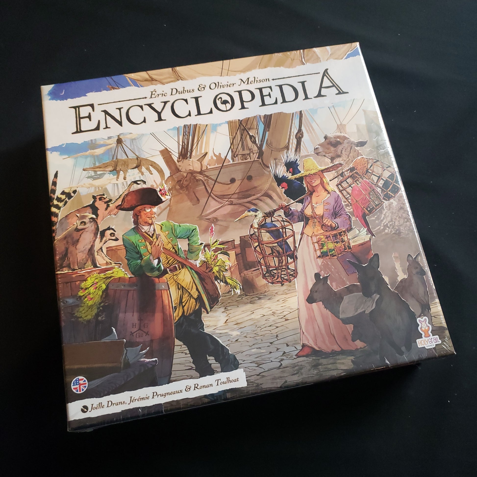 Image shows the front cover of the box of the Encyclopedia board game