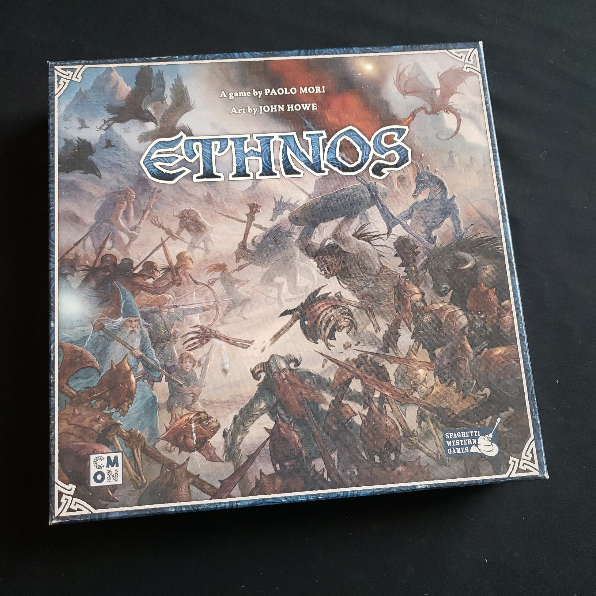 Image shows the front cover of the box of the Ethnos board game