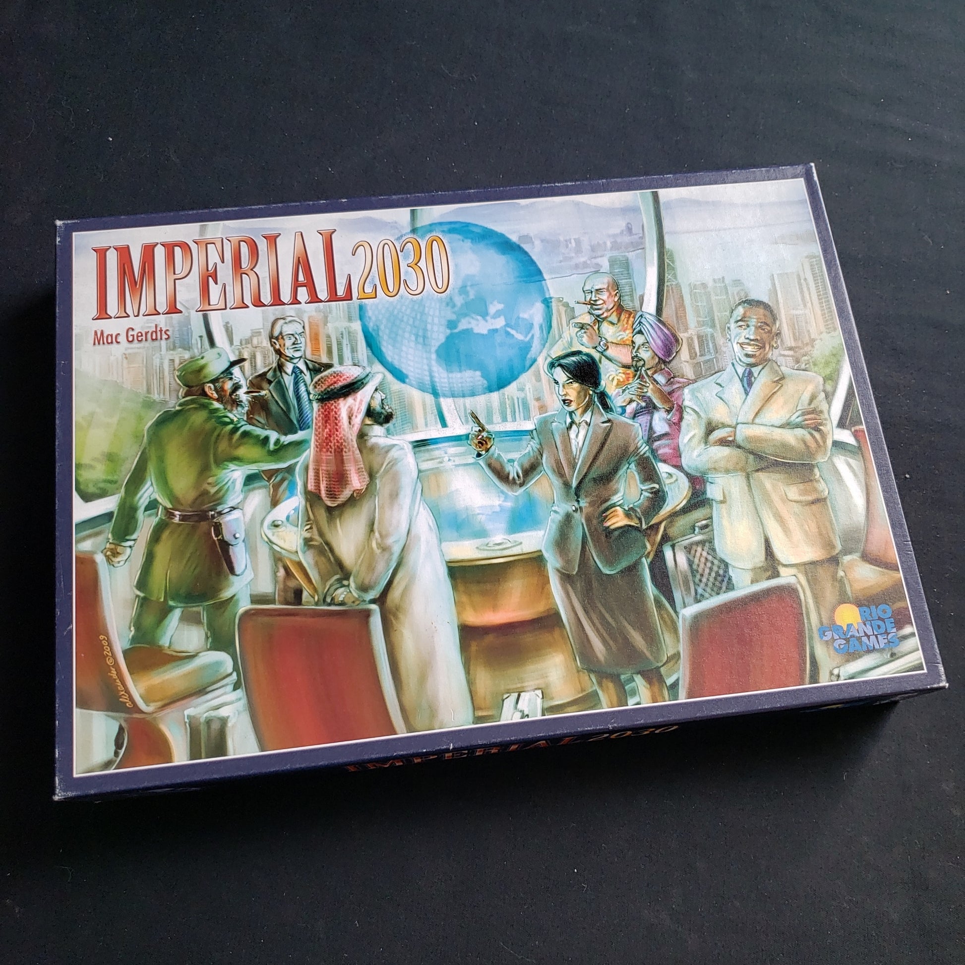 Image shows the front cover of the box of the Imperial 2030 board game