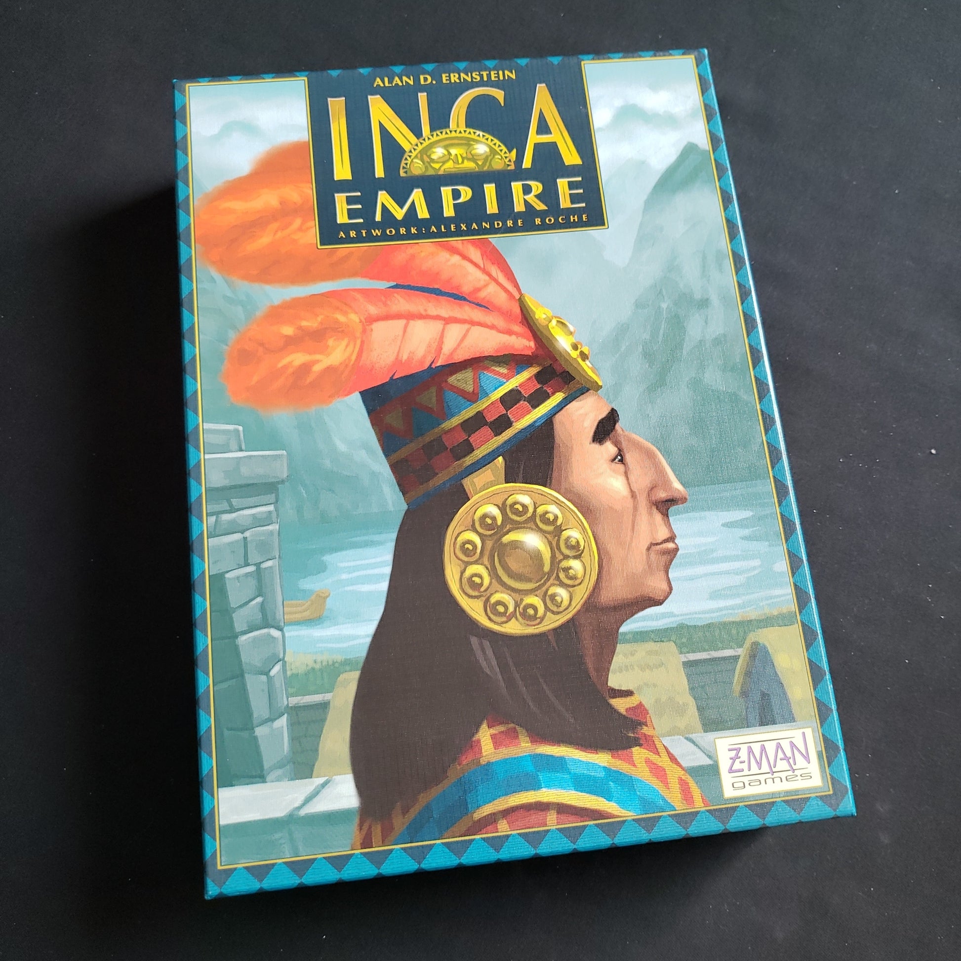 Image shows the front cover of the box of the Inca Empire board game