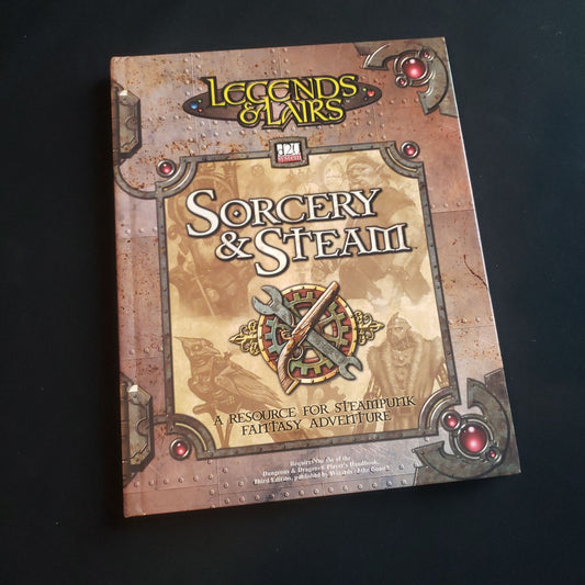 Front cover of the Sorcery and Steam book for the Legends and Lairs roleplaying game
