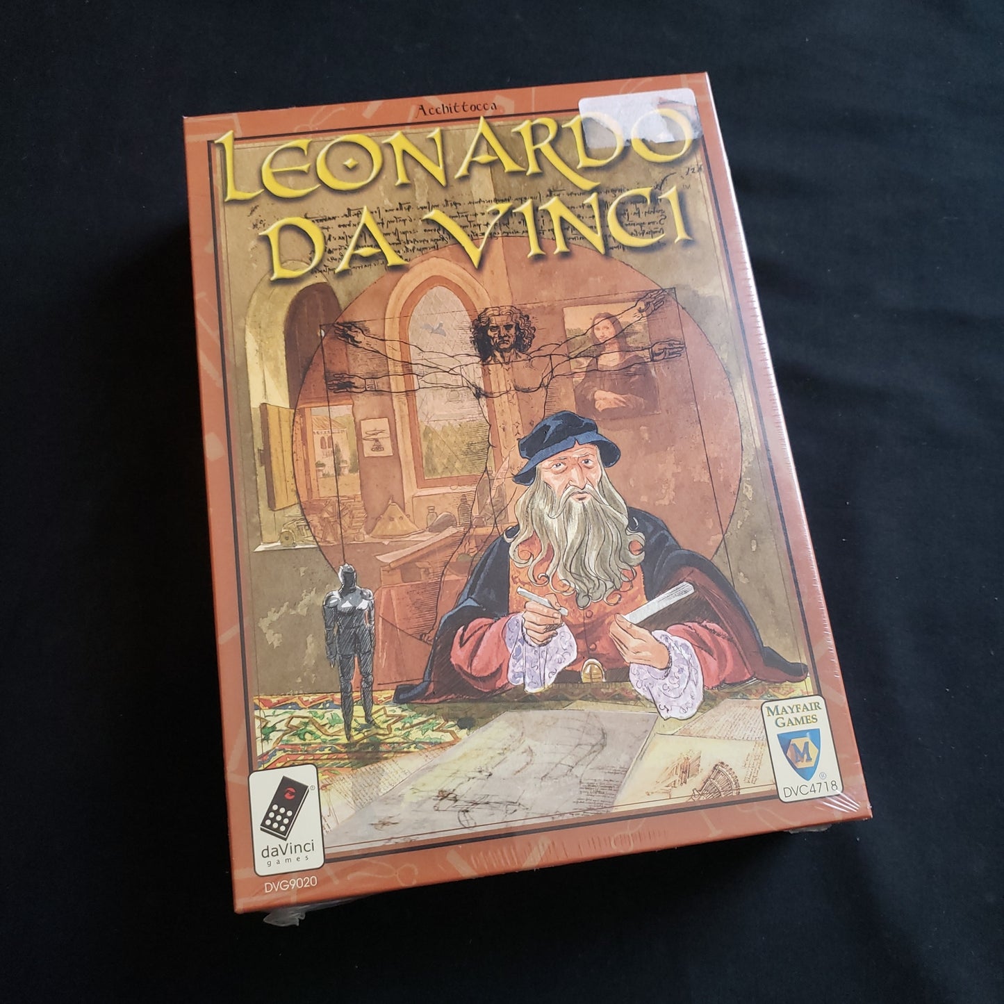 Image shows the front cover of the box of the Leonardo da Vinci board game