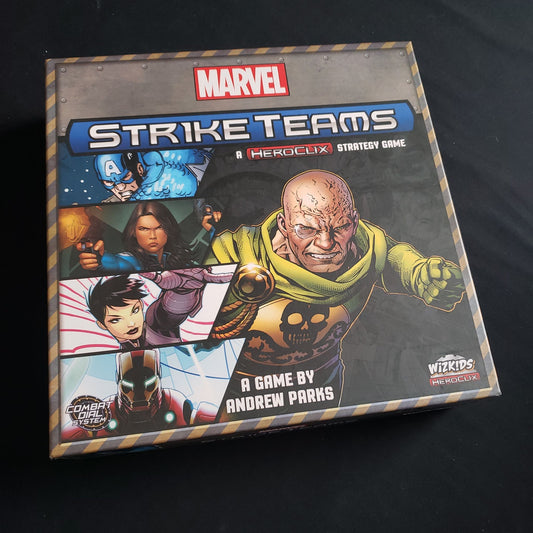 Image shows the front cover of the box of the Marvel Strike Teams board game