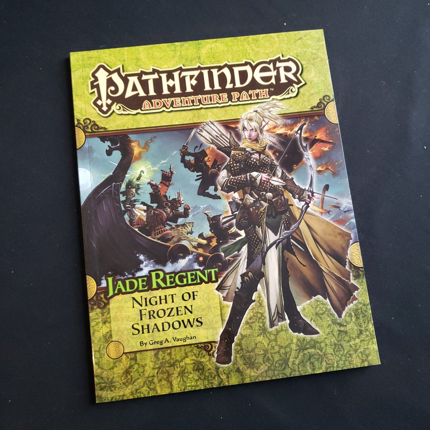 Image shows the front cover of the Night of Frozen Shadows book for the Pathfinder First Edition roleplaying game