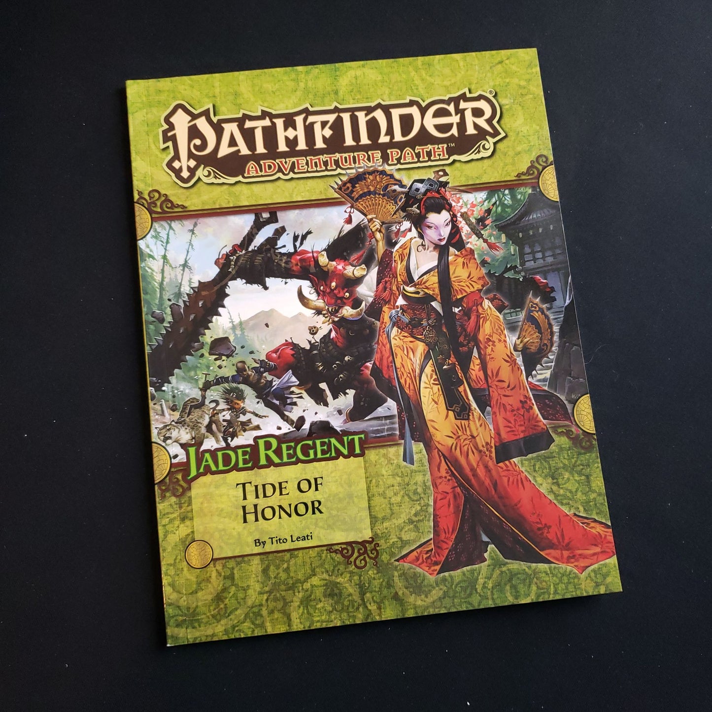 Image shows the front cover of the Tide of Honor book for the Pathfinder First Edition roleplaying game