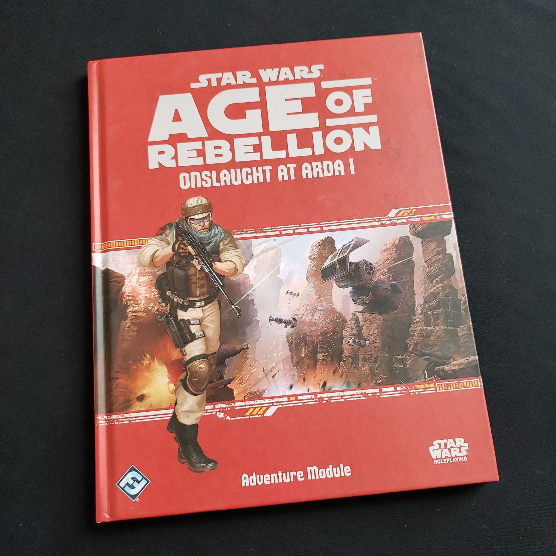 Star Wars Age of Rebellion roleplaying game - front cover of Onslaught at Arda I book