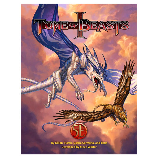 Image shows the front cover of the Tome of Beasts 1: 2023 Edition roleplaying game book