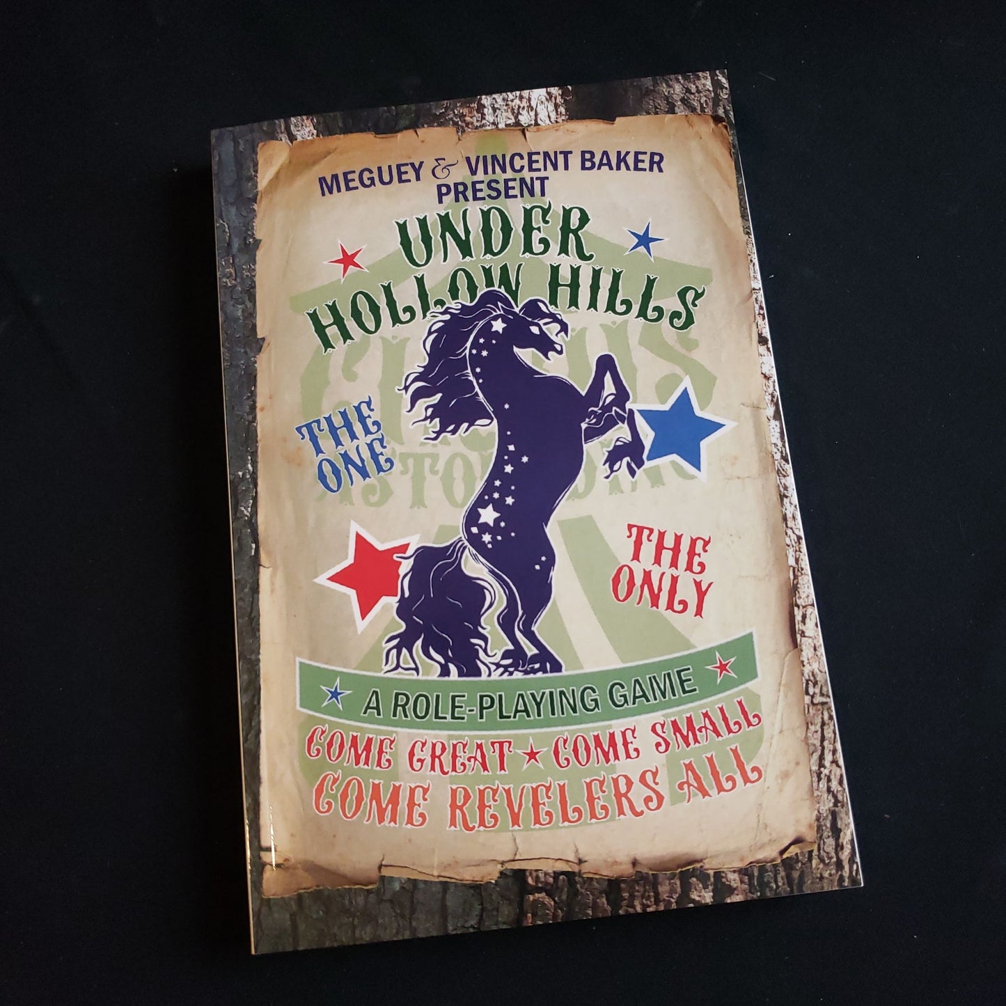 Image shows the front cover of the Under Hollow Hills roleplaying game book